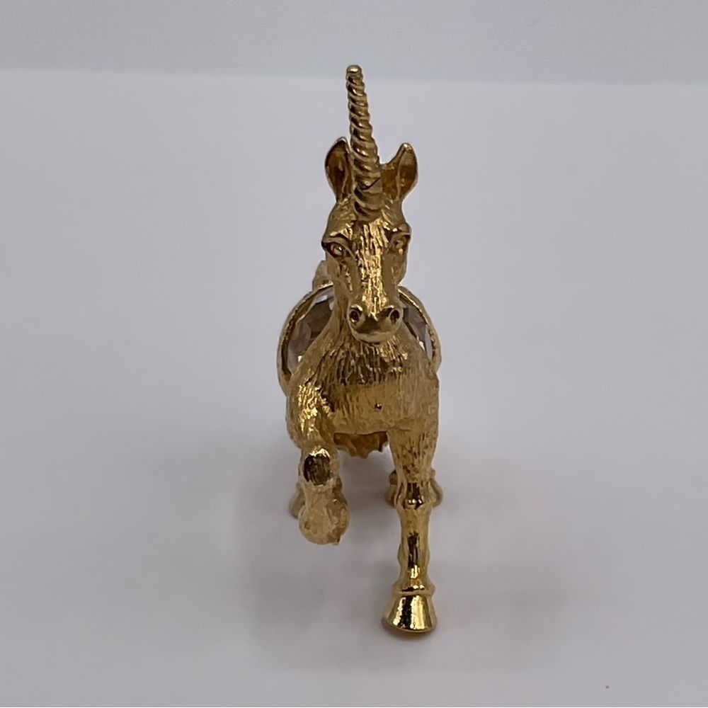 Vintage Unicorn Miniature Faceted Crystal Belly Gold Plated Metal 1983 IFS Figur - Picture 7 of 10